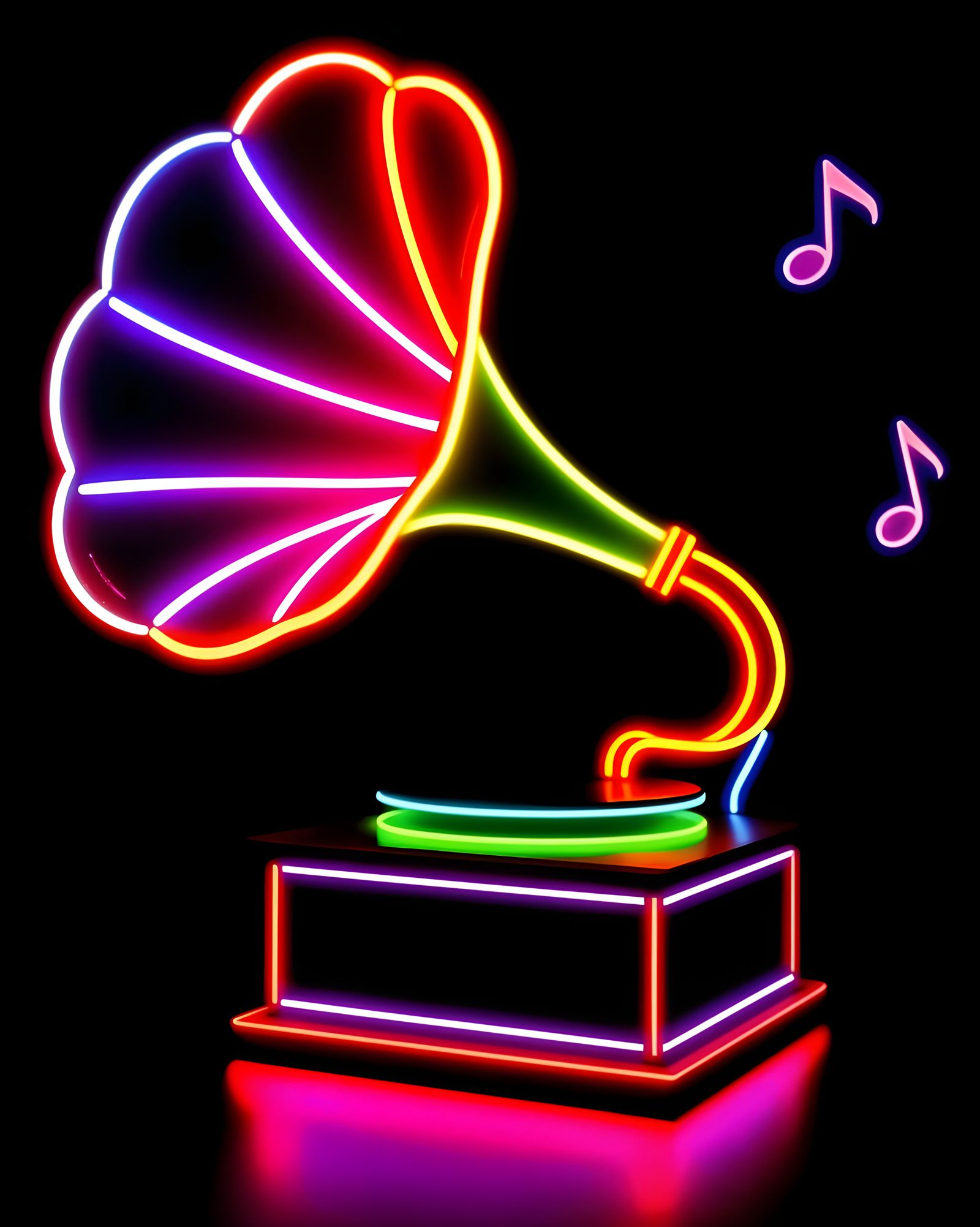 Minimalist Light Sculpture of a Gramophone