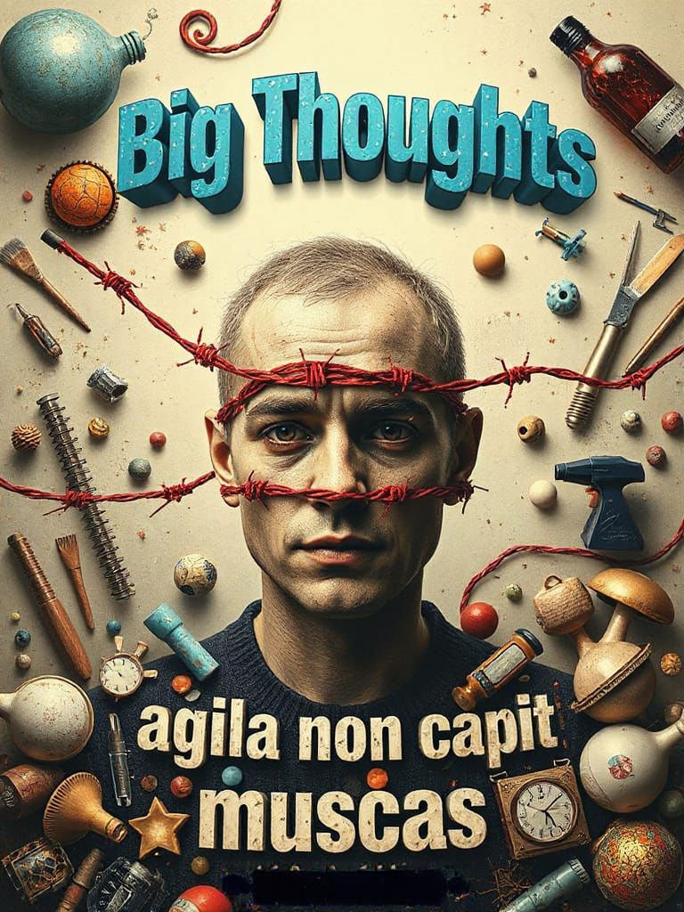 Surreal Movie Poster with Starry Text and Barbed Wire