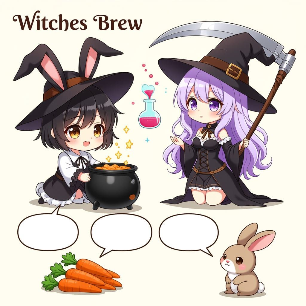 Witches Brew: Cute Witches in Manga Style