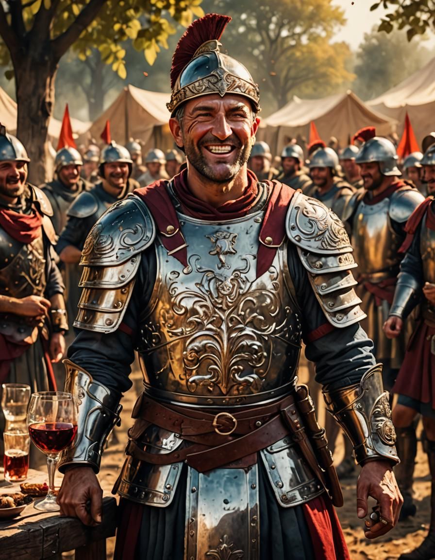 Roman General Celebrates Victory as Oil Painting