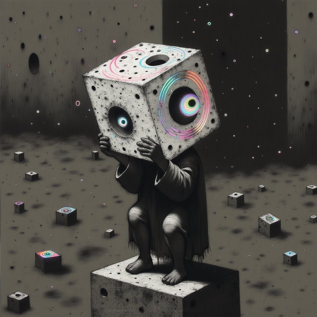 Interdimensional Cube Prison in Dark Surreal Style
