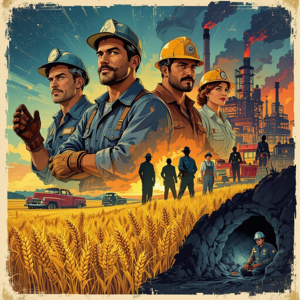 American Workers: Retro-Futuristic Concept Art Illustration