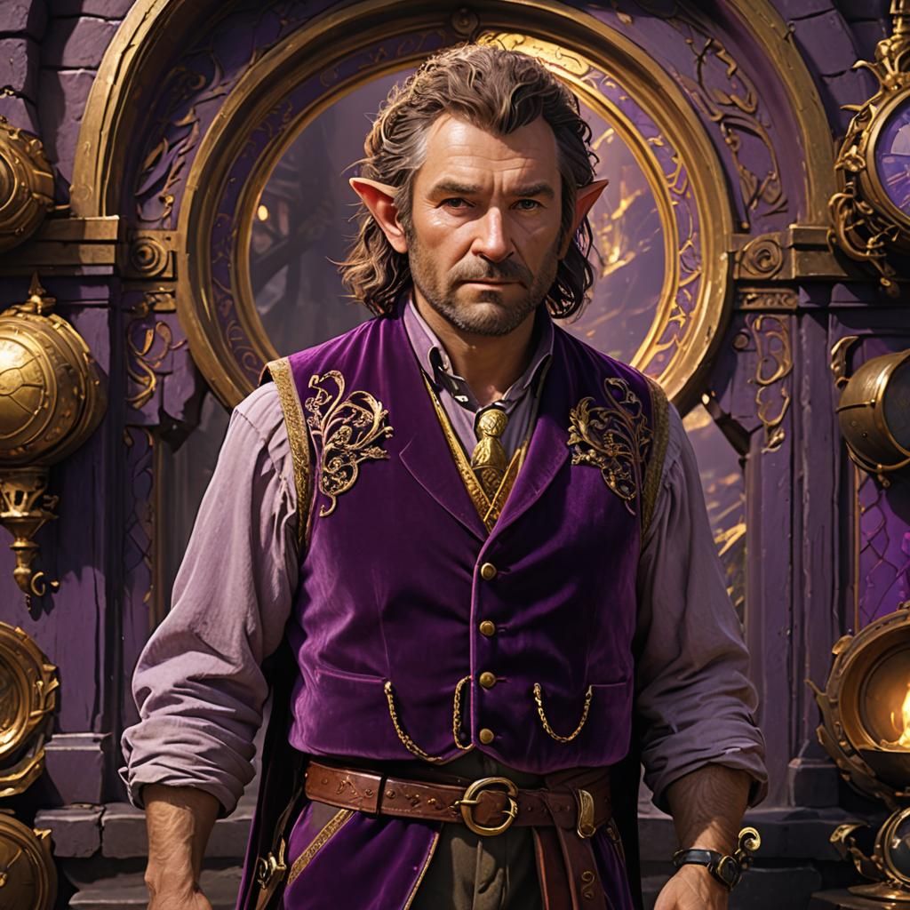 Hobbit in Mauve Vest: Dark Fantasy Concept Art
