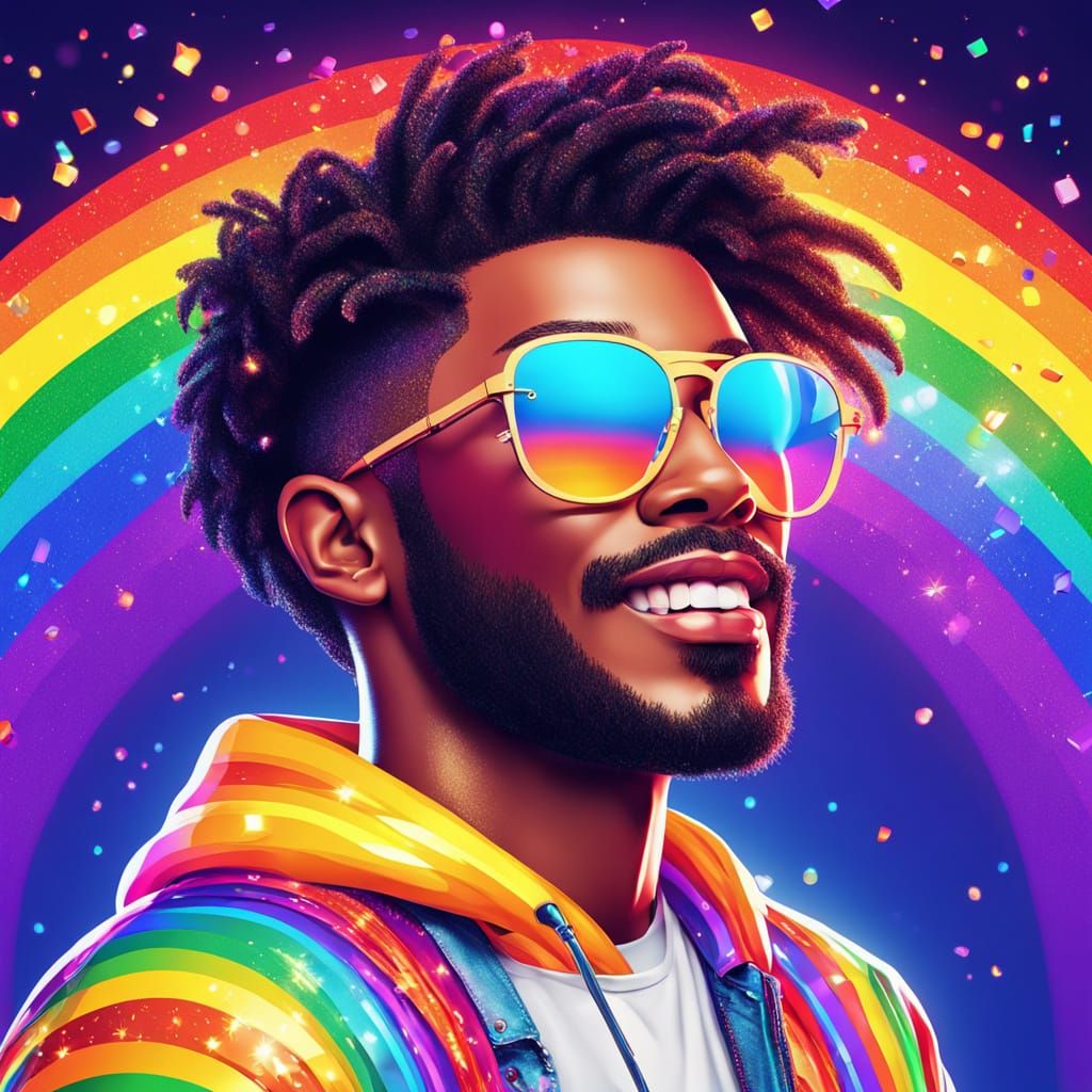 Vibrant Pride Character in Rainbow Neon Glory