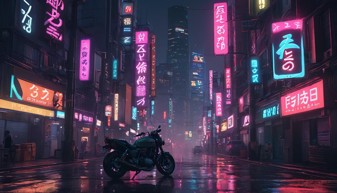 Neon Tokyo Riders Logo in Cyberpunk Style