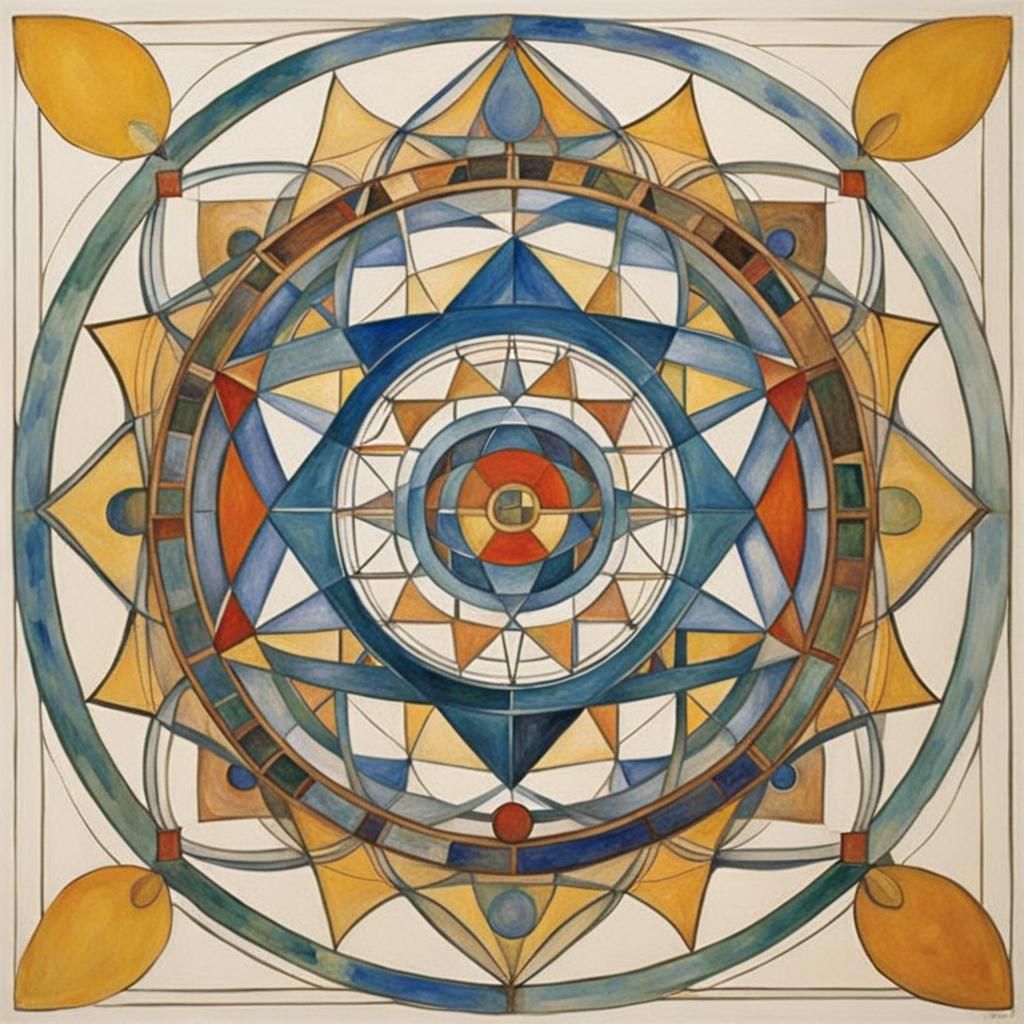 Sacred Geometry Illustration in Art Nouveau Style