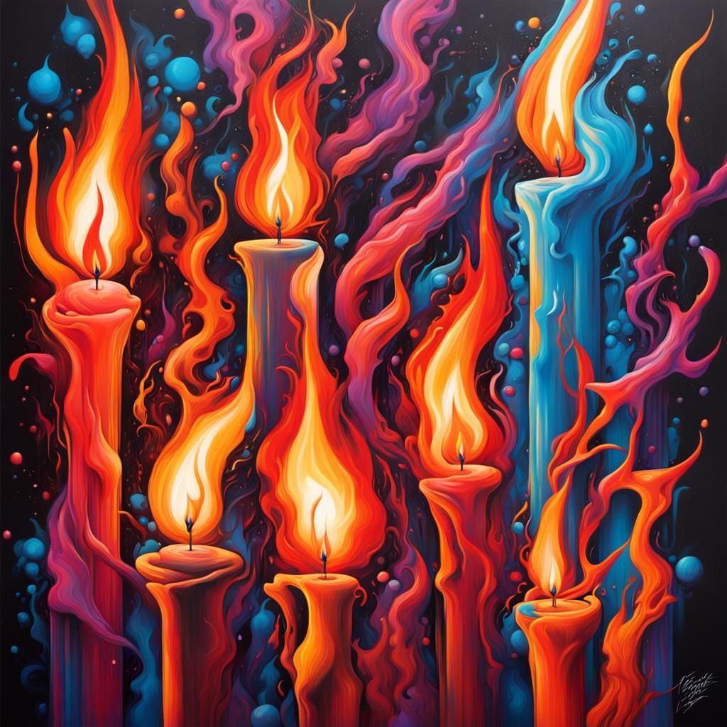 Dynamic Fire Depictions in Graffiti Splash Art Style