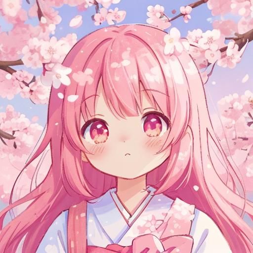 Cute Panda Among Cherry Blossoms in Anime Style
