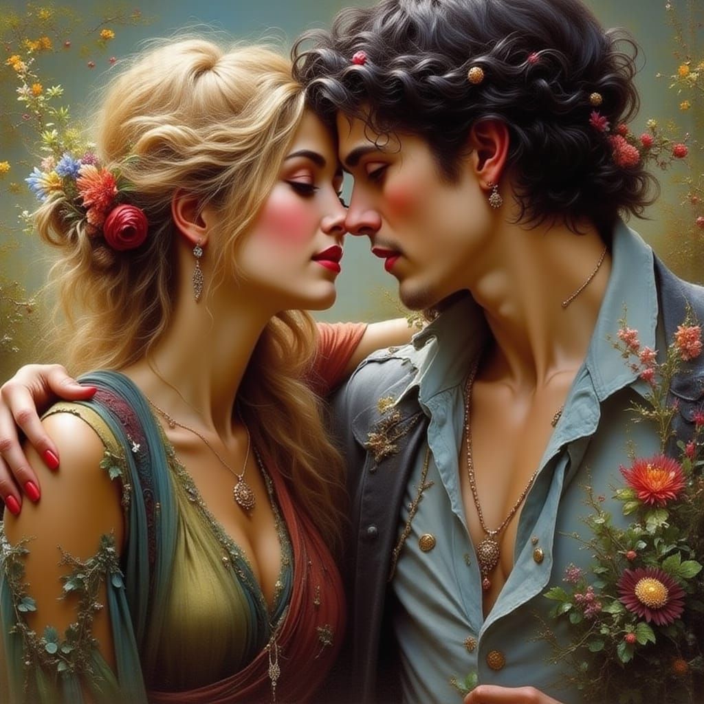 Loving Couple Embrace in Tender Moment