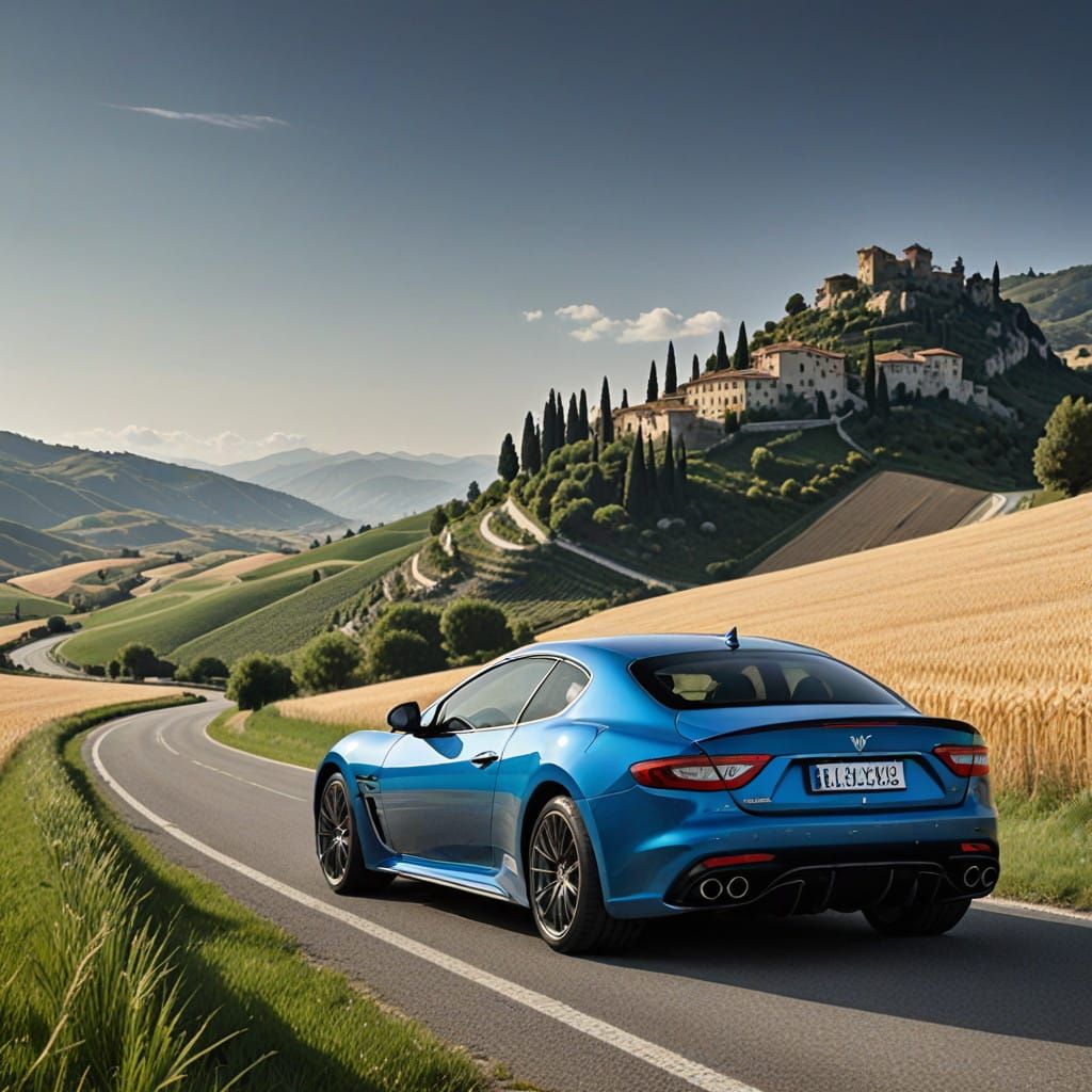 Elegant Italian Supercar in Mediterranean Blue