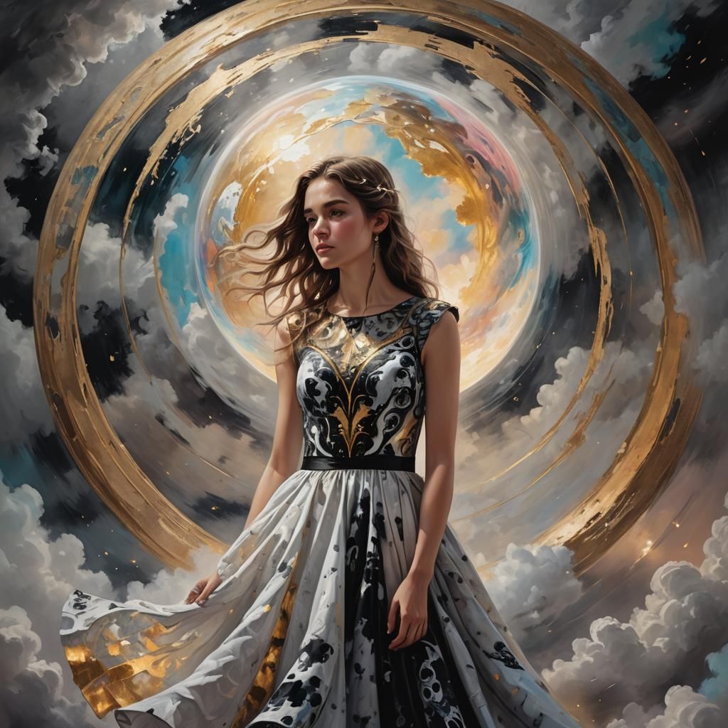 Mystical Orb Portrait: Girl in Dreamlike Setting