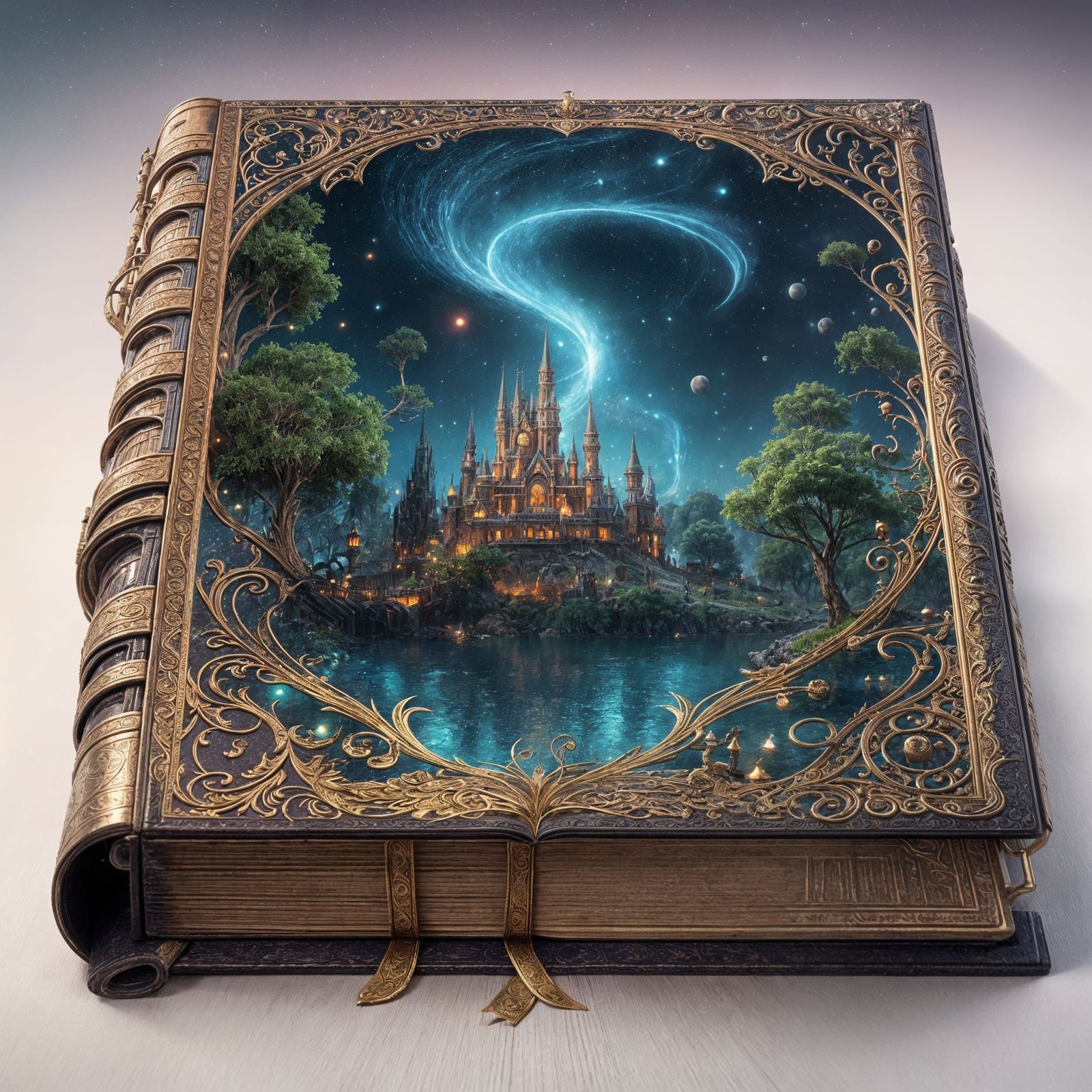 Powerful Magic Book on a Table in Fantasy Art