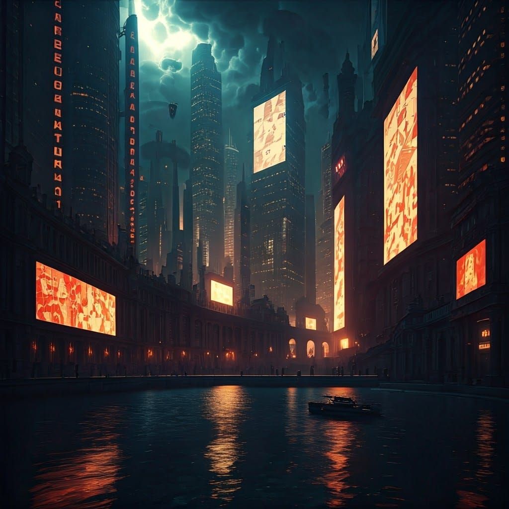 Futuristic Cityscape on Election Day: Digital Matte Painting