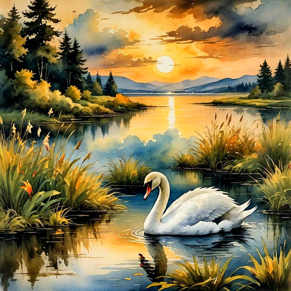 Evening Grace of a swan