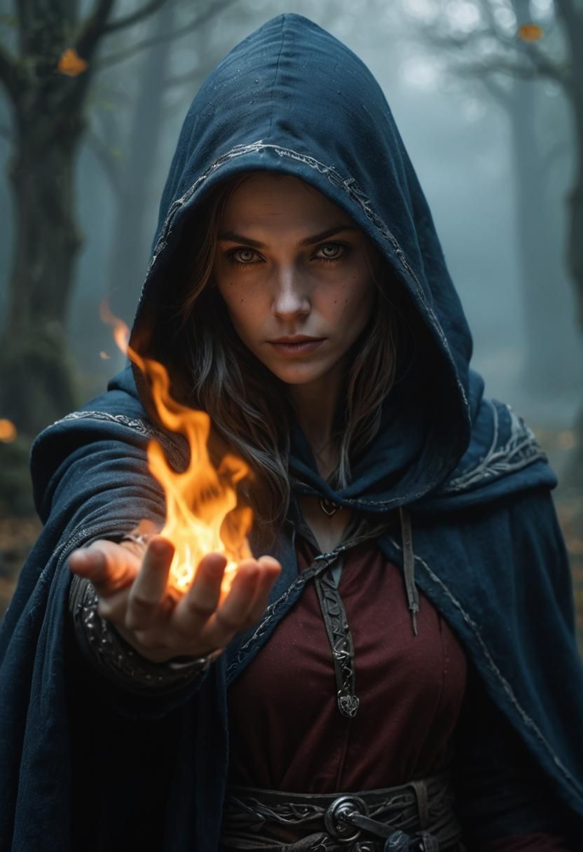 Mysterious Sorceress Portrait in Lord of the Rings Style