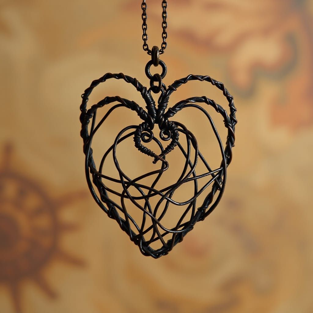 Gothic Heart Pendant in Pre-Raphaelite Style