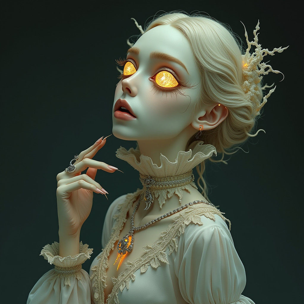 Baroque Vampire with Fractal Eye in Anime Style