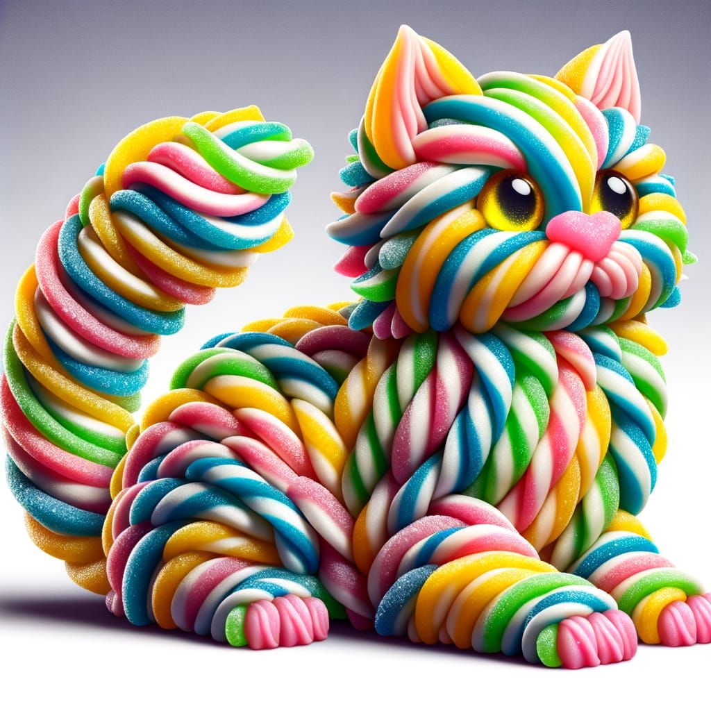 Adorable Saltwater Taffy Cat Candy Creation