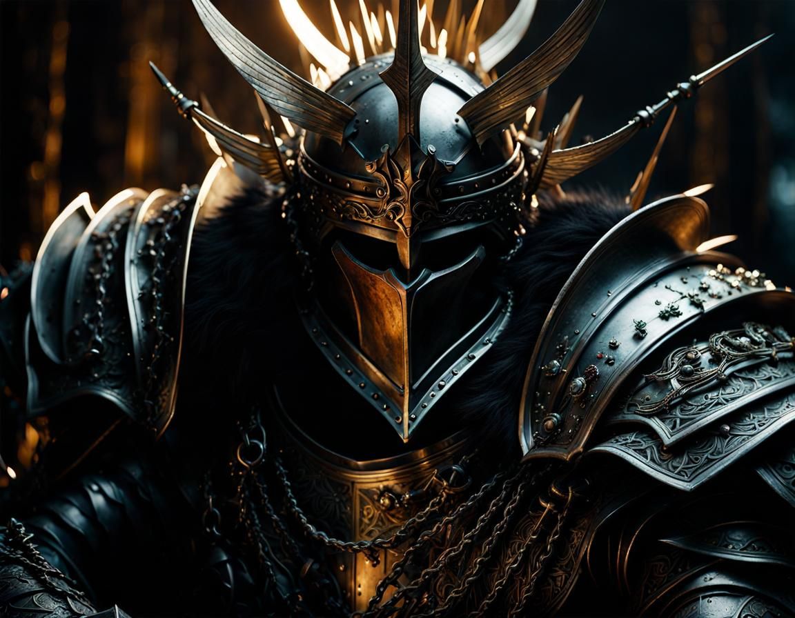 Chaos Knight in Intricate Armor, Hyperrealistic Image