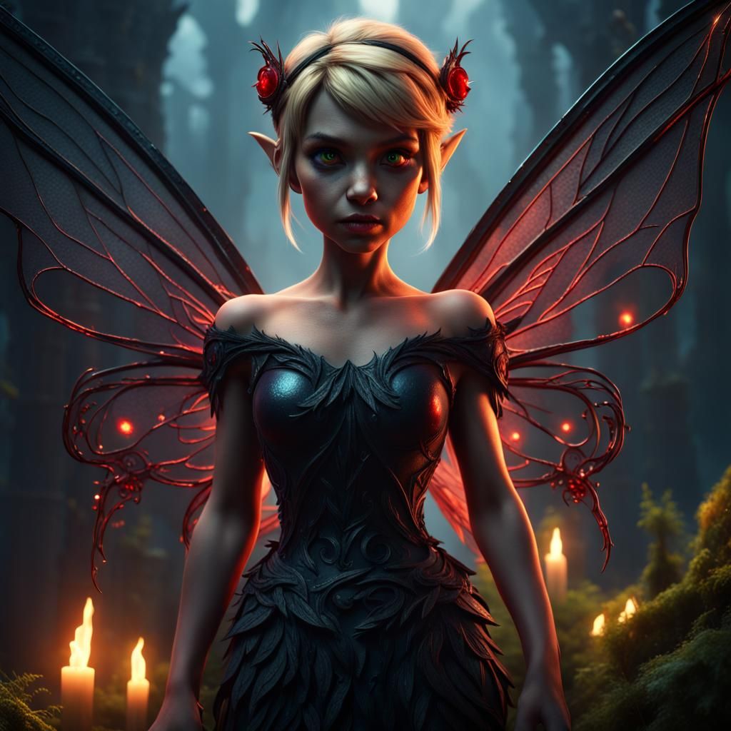 Sinister Tinkerbell with Glowing Red Eyes