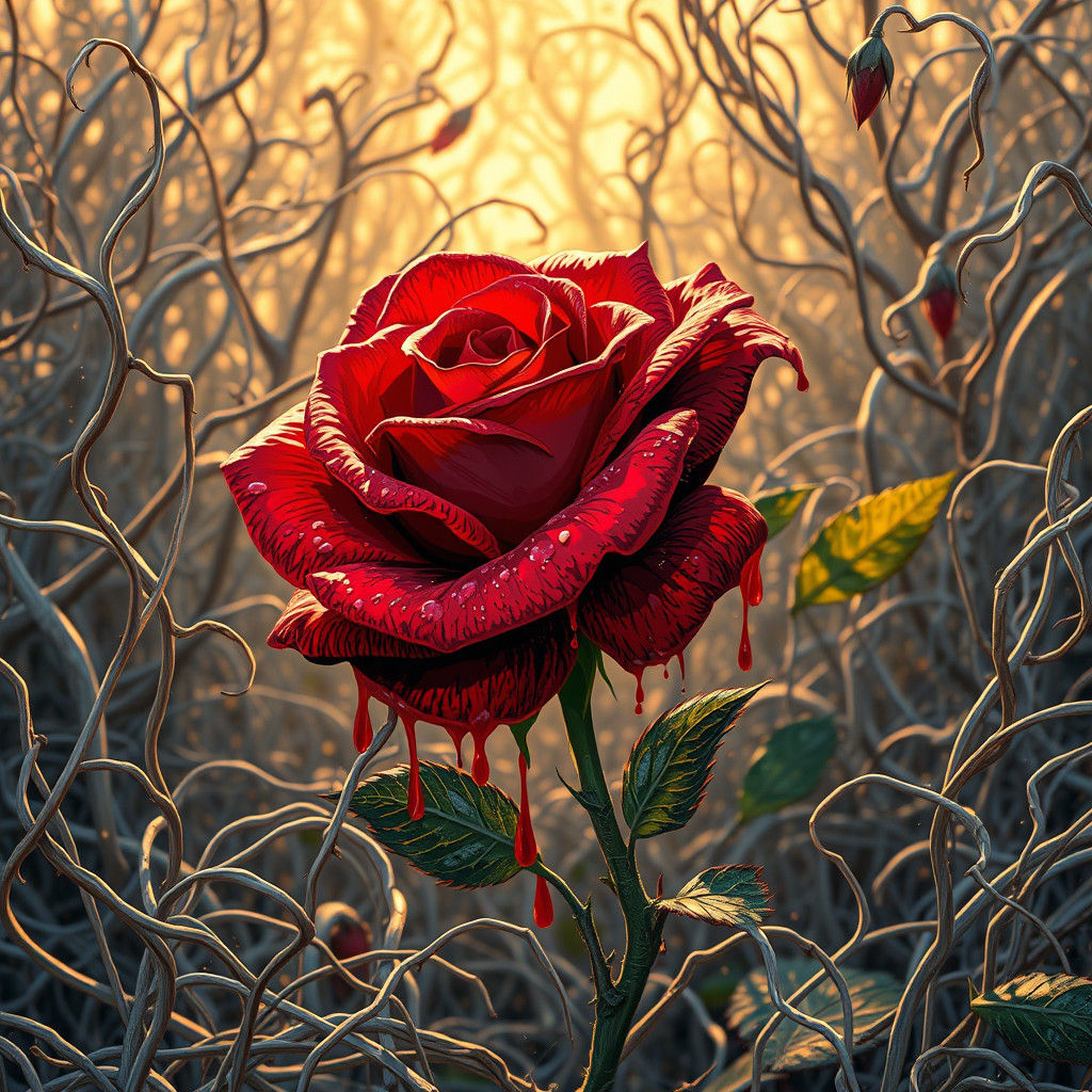 Red Rose Rising: Graffiti Art Amidst Twisted Weeds