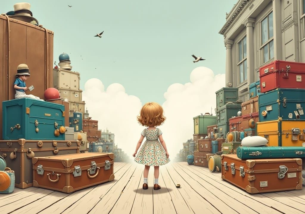 A Young Girl Waits for Her Parents in a Whimsical, Nostalgic...