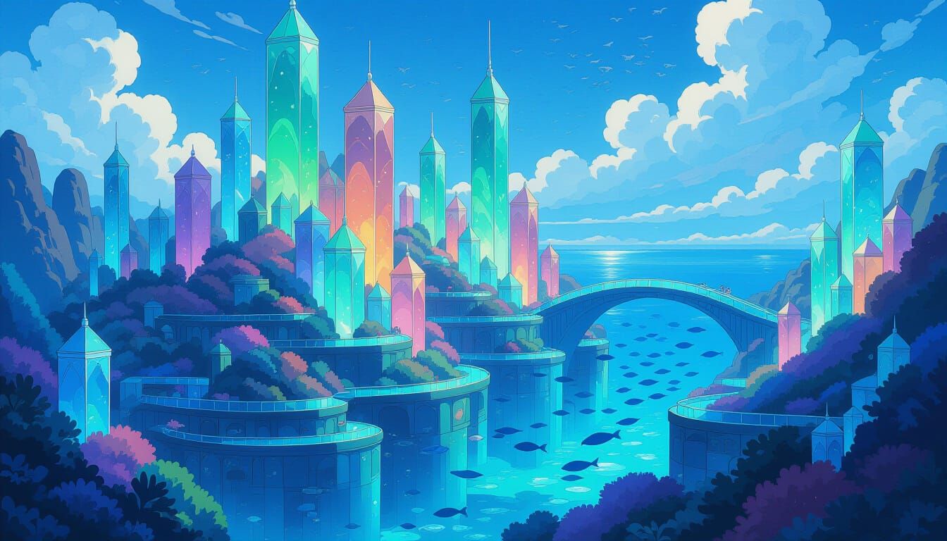 Iridescent Sea Glass Coral Reef City