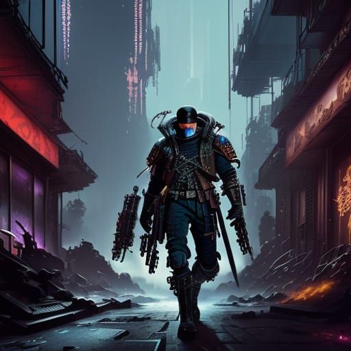 Cyberpunk Catwoman in Neon Alleyway: Digital Art