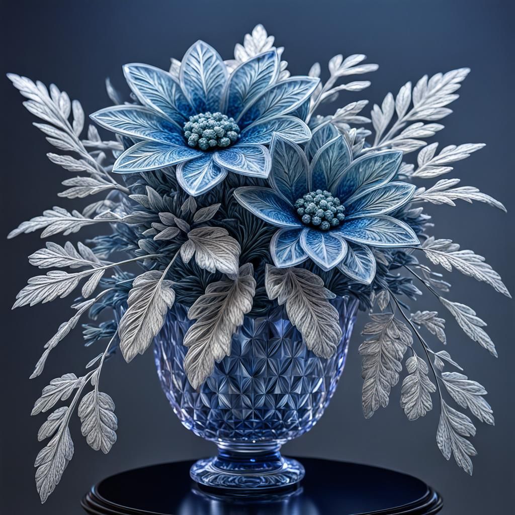 Crystal Flower Bouquet in Woven Vase