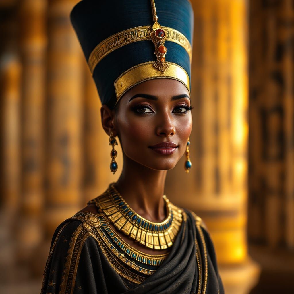 Queen Nefertiti Portrait in Classic Studio Style
