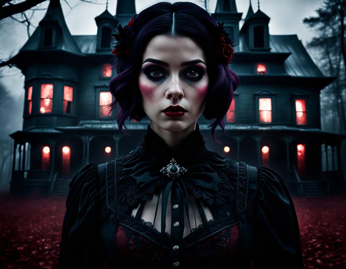 Concerned Bride in Haunted House, Film Noir Style