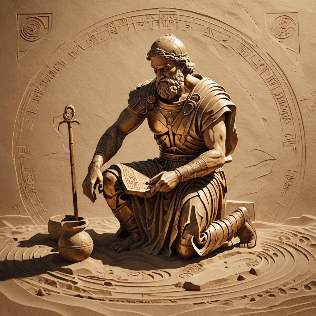 Archimedes and the Roman Soldier in Ancient Greek Style