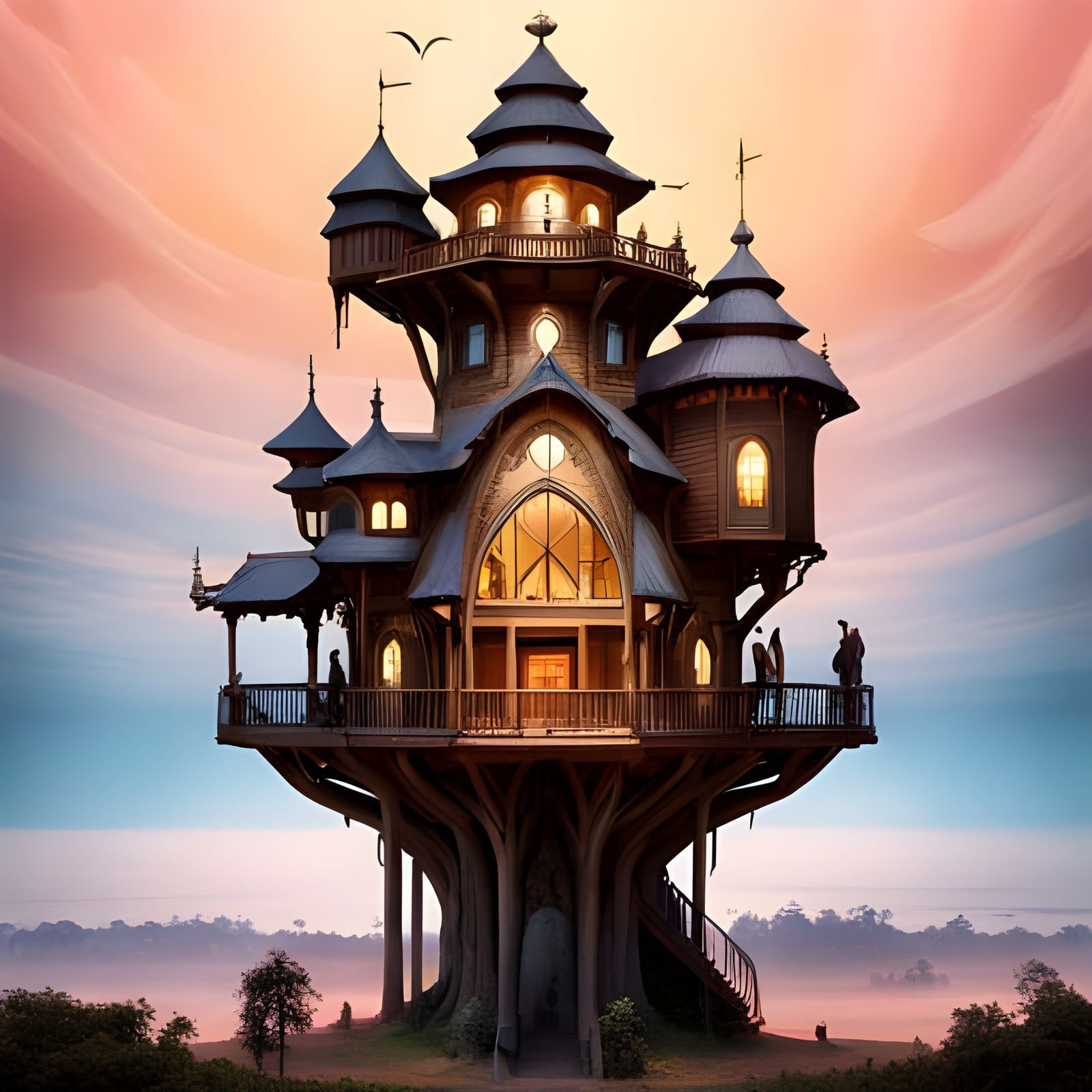 Enchanted Elephant Treehouse in Detailed Digital Art
