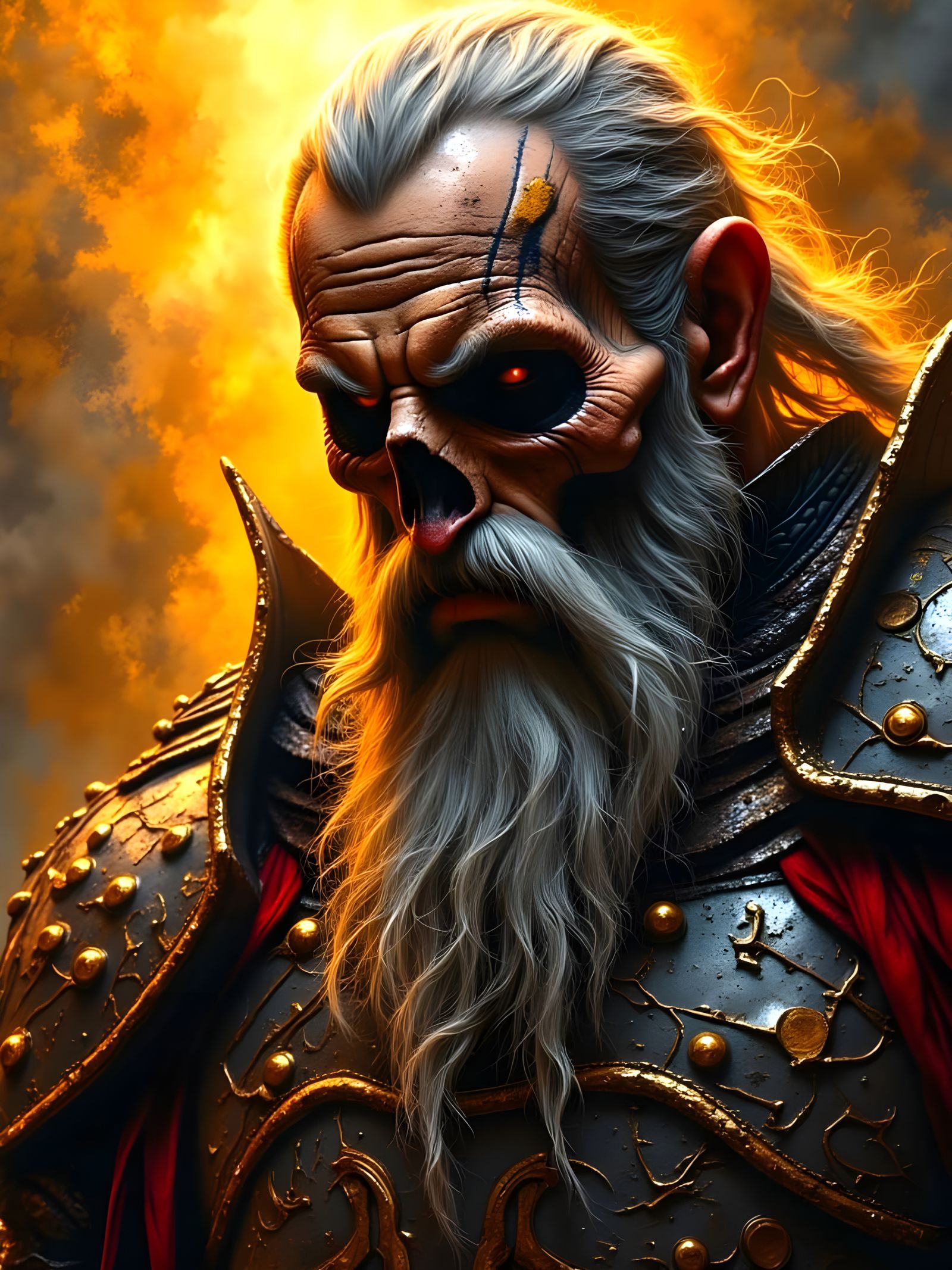 Terrifying Warrior King Portrait in Dark Fantasy Style