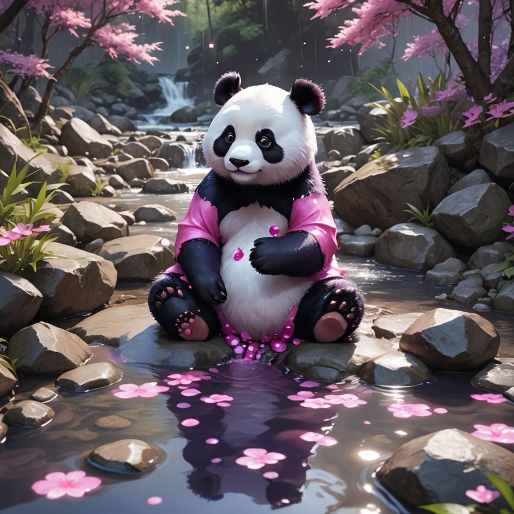 Pink and Purple Panda by Bubbling Creek in 3D Anime