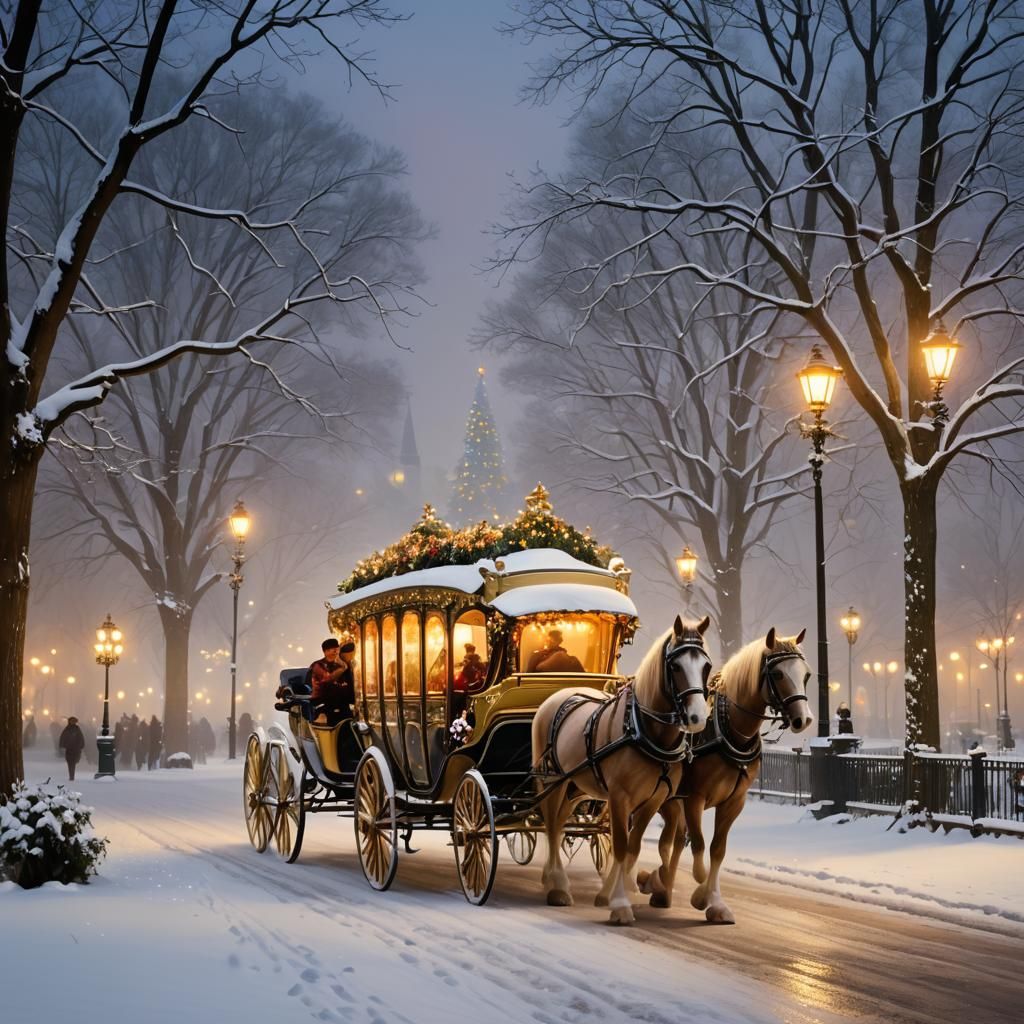 Horse-Drawn Carriage Ride in Winter Wonderland