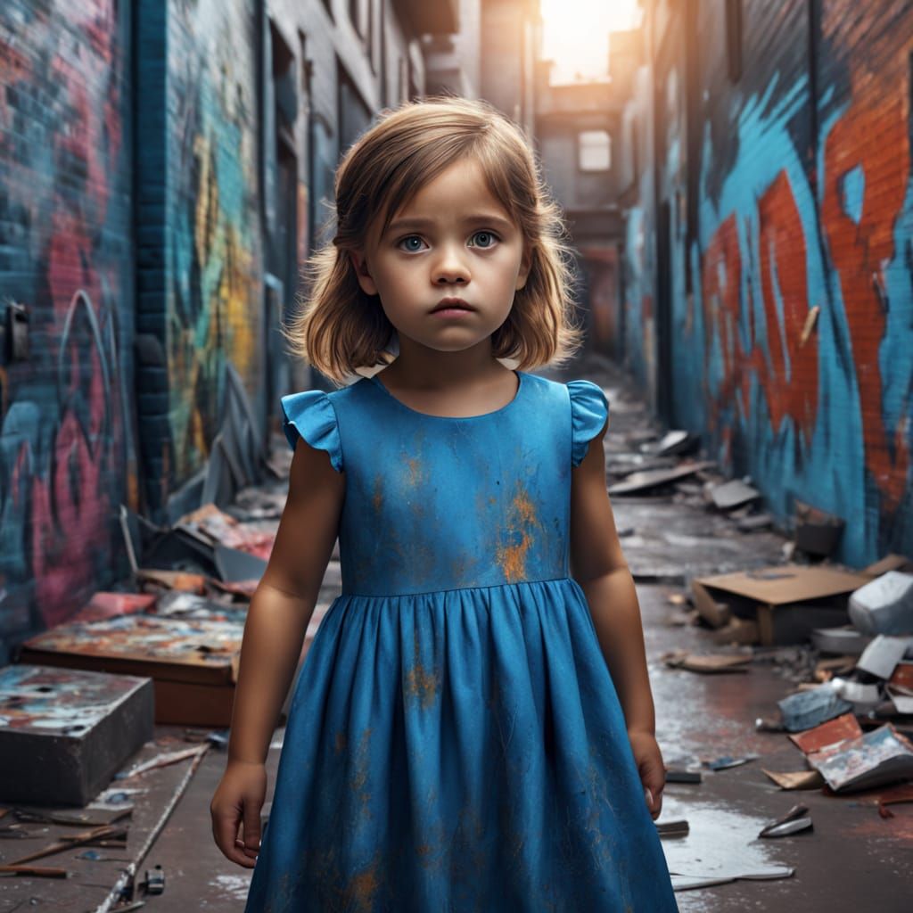 Girl with Glowing Eyes and Graffiti Art