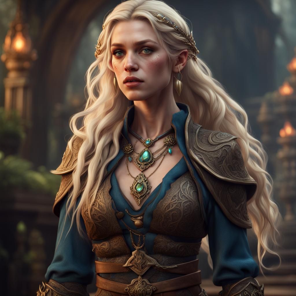 Hyperrealistic Half Elf in Rogue Outfit: Fantasy Art