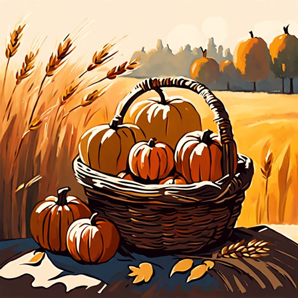 Impressionist Autumn Harvest Scene