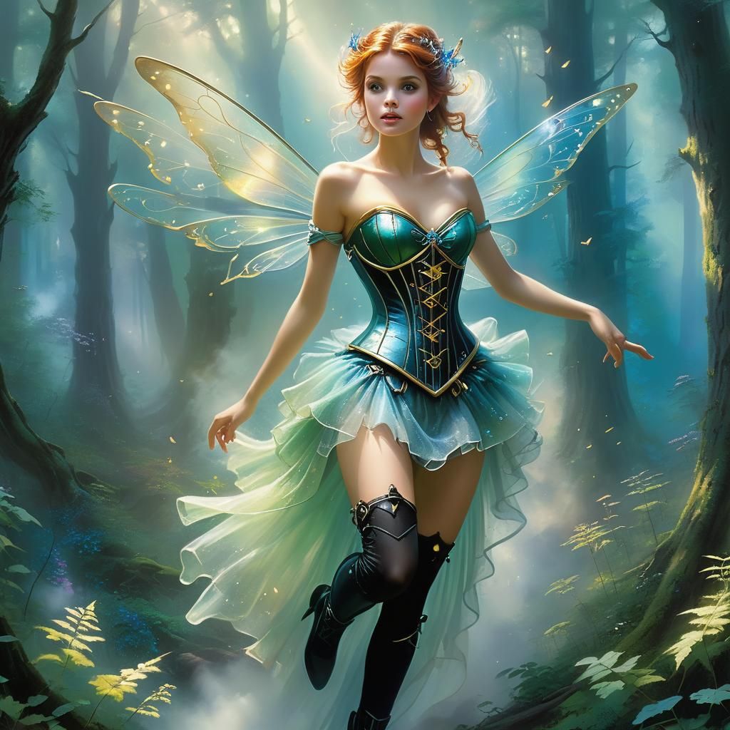 Ethereal Fairy in Forest, Hyperdetailed Fantasy Art