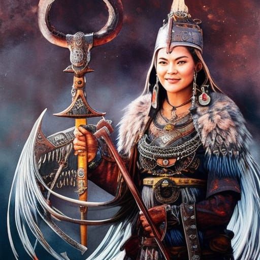 Viking Shaman in Black Ink Flow Style