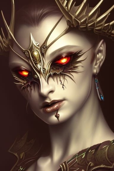 demonic queen; fantasy battle armor; dark fantasy