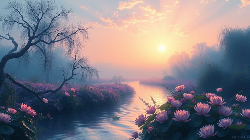 Dreamy Spring Garden Oasis at Sunset