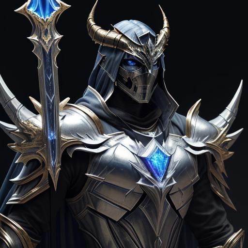 Angel Knight with Crystal Sword in Gold Armor