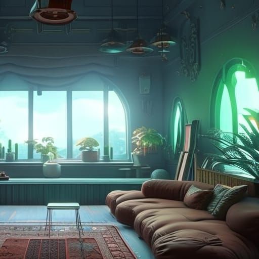 Cozy Lofi Room: Vintage Aesthetic in Detailed Matte Painting