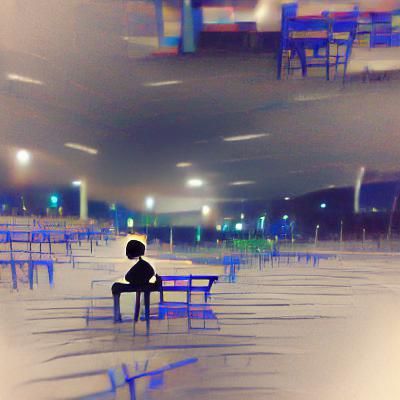 Minimalist Solitary Figure in Empty Space