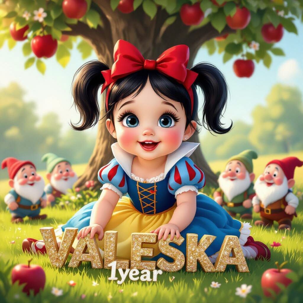 Baby Snow White with Seven Dwarfs and Castle