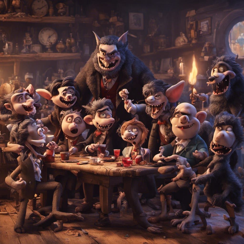 Vampires and Werewolves Party in Stopmotion Style
