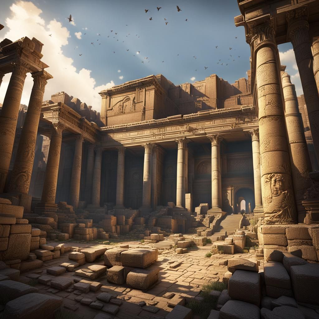 Ancient City Ruins: Egyptian and Roman Architecture