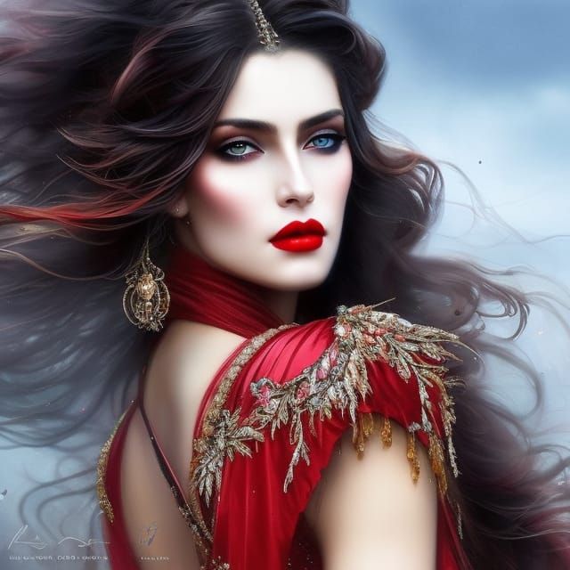 Beautiful Princess Portrait in Watercolor Style